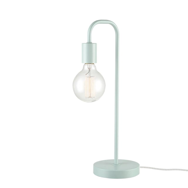 Holden Lampe de Table 18 Pouces en Fini Mat Menthe Pâle avec Cadre Métallique Courbé Minimaliste et base Ronde, Dotée d'Une Ampoule Edison vintage Exposée sur un Cordon de 5 Pieds, Convient à l'Éclairage d'Ambiance et aux accents de Déco Stylés.