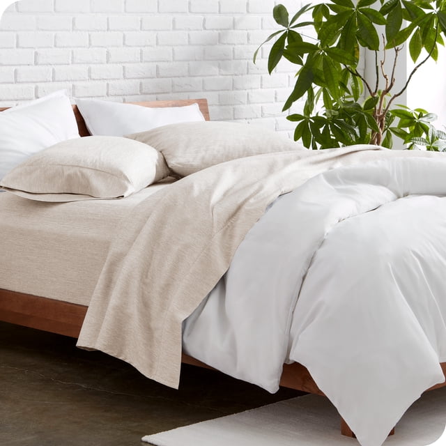 Bare Home Premium 1800 Collection 4-Piece Bed Sheet Set, Full, Heathered Pebble