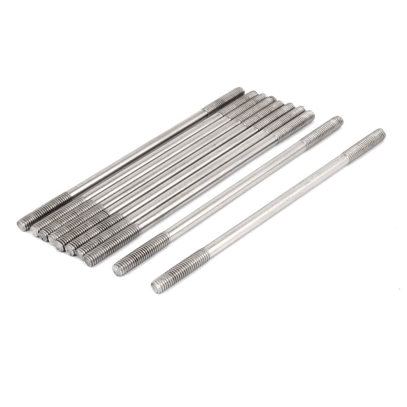 Unique Bargains M6x140mm 304 Stainless Steel Double End Threaded Stud Screw Bolt 10pcs