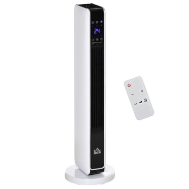HOMCOM Ceramic Tower Heater W/ Remote Control, Built-in Timer Oscillation