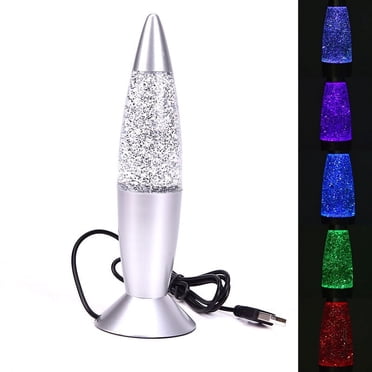 DEBGFS 3D Rocket Multi Color Changing Lava Lamp Rgb Led Glitter Night Light Christmas