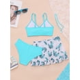thumbnail image 4 of iiniim Kids Girls 3Pcs Rash Guard Tropical Print Cover Up Swimsuit Swim Tank Top and Brief Set Bathing Suit Lake Blue 13Y, 4 of 5
