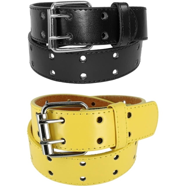 CTM® Kid's Leather Two Hole Jean Belt (Pack of 2 Colors)
