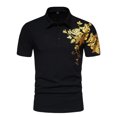 thumbnail image 2 of LSLJS Hommes Décontracté Mode Bouton Manches Courtes Imprimé Col Rabattu Chandail T-Shirt Hauts, Chemises Hommes Vêtements d'Été, 2 of 9