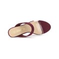 thumbnail image 4 of BLISSFUL STEP Women's Dual Clear Strap Chunky Heel Mules Slides Sandals Burgundy 9, 4 of 8
