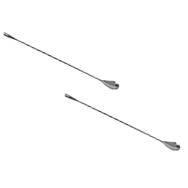 Oleegame 2PC Stainless Steel Cutlery Set Stainless Spoon Spoon Inch Cocktail Steel 12 Cocktail Threaded Spoon Bar Spoon Kitchen,Dining & Bar Silver