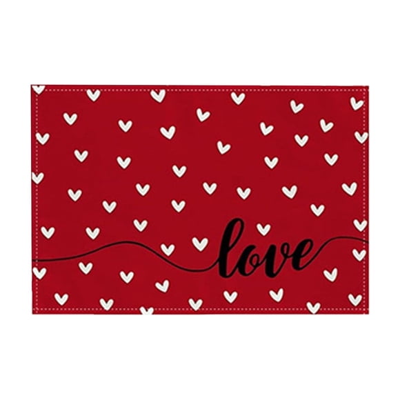 Wdhugt Ensemble de Napperons à Thème de la Saint-Valentin 45X30Cm Tissu Polyester Décoration de Table de Fête avec Motifs de Cœur Amour Nœud Lavable