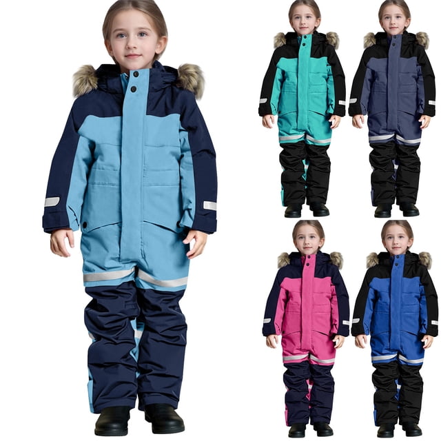 VKOYWKM Enfants Garçons Filles Combinaison Snow d'Extérieur Isolée Imperméable Combinaisons de Neige Combinaisons une Pièce pour Tout-Petits Combinaison Snow d'Hiver d'Extérieur