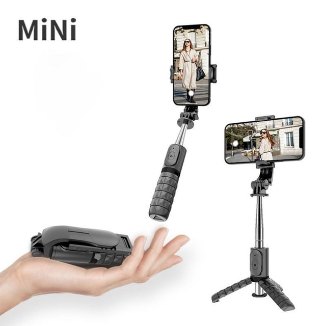 Phone Selfie Stick Tripod Cell Phone Stand Aluminum Alloy Live Streaming Bracket Stand Holder Tripod Travel Phone Tripod Compatible For IOS Android Smart Phones Q11MINI+ stainless steel black