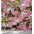thumbnail image 1 of Soimoi Pink Cotton Voile Fabric Artistic Leaves Print Fabric by the Yard 56 Inch Wide, 1 of 5