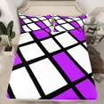 thumbnail image 2 of Erosebridal Purple White Geometic Bed Sheets Full,Abstract Geometry Bedding Full Size,Plaid Grid Sheet Set Full,Lightweight Room Decor,4 Pieces, 2 of 7
