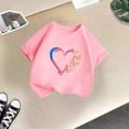 thumbnail image 5 of PMVFHDE T-Shirt d'Été à Manches Courtes pour Filles - Haut Décontracté à Col Rond avec Imprimé Graphique, T-Shirt en Coton Respirant pour Superposition pour Tout-Petits à Préados Rose, 5-6 Ans, 5 of 5