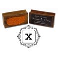 thumbnail image 1 of Printtoo Square Swirl Border Alphabet X Monogram Wood Mounted Rubber Stamp Office Stationary, 1 of 5