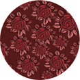 thumbnail image 1 of Ahgly Company Tapis Rond Lavable en Machine Intérieur Transitionnel Rouge Bordeaux, 3 Pieds Rond, 1 of 7