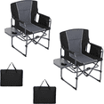 thumbnail image 1 of Folding Camping Chair for Adults Portable Director Lawn Chair with Side Table Storage Pocket and Cup Holder Heavy Duty Outdoor Chair for RV Beach Yard Garden Deck, 2PCS, 1 of 6