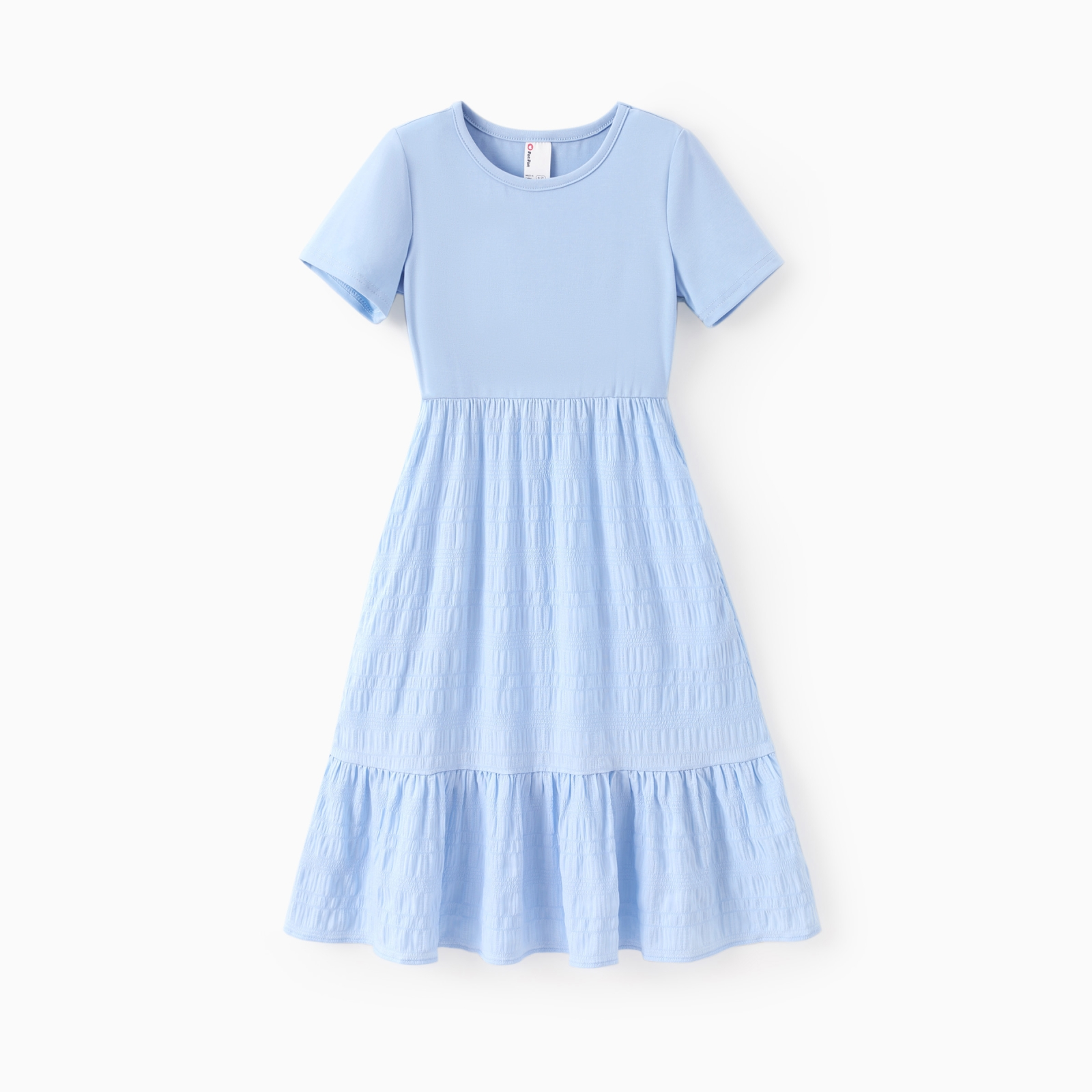 PatPat Girl's Cotton Solid White Short-sleeve Ruffle Hem Casual Dress