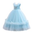 thumbnail image 1 of HBFAGFB Robe Formelle Filles Mode Enfants Sans Manches Fleur Princesse Jupe Longue en Maille Bleu Taille 9a, 1 of 4