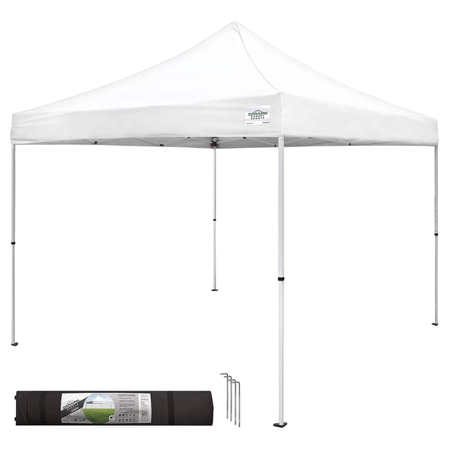 Caravan Canopy M Series Pro 2 Tente à Auvent Escamotable à Jambe Droite 10 x 10 Pi en Blanc, Dotée d'Un Tissu polyester 150D durable avec une protection UV de 99 % et d'Un Cadre en Acier Robuste avec une Finition Enduite de Poudre Blanche. l'Auvent Comprend un Sac à Roulettes 420D et Quatre Piquets pour une Installation et une Portabilité Faciles. Conçu avec Trois Réglages de Hauteur Ajustables et une Hauteur de Pointe de Plus de 10 Pieds, Il Est Résistant à l'Eau, Ignifuge et Idéal pour les Événements Extérieurs