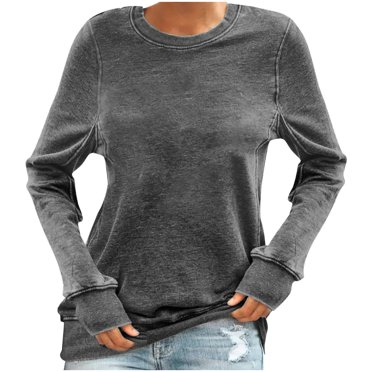 T-Shirt Décontracté pour Femmes à Col Rond, Manches Longues, Coupe Ample, Blouse d'Automne, Chandail, Hauts