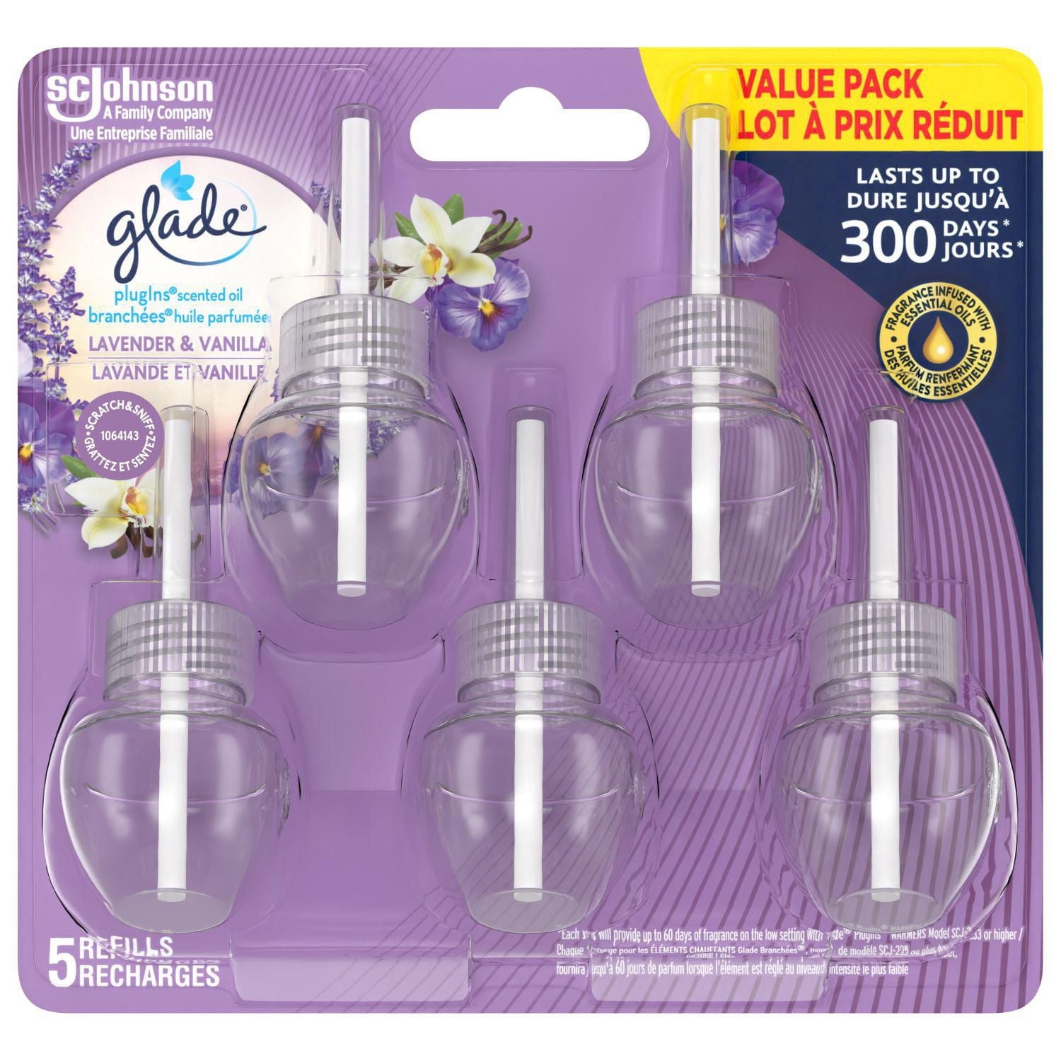 Glade PlugIns® Huile Parfumée 5 Recharges - Lavande et Vanille