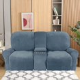 thumbnail image 3 of CHOK 2024 Housse de Causeuse Inclinable avec Console Centrale Housse Extensible en Velours pour Fauteuil Inclinable 2 Places avec Porte-Gobelet, 3 of 10