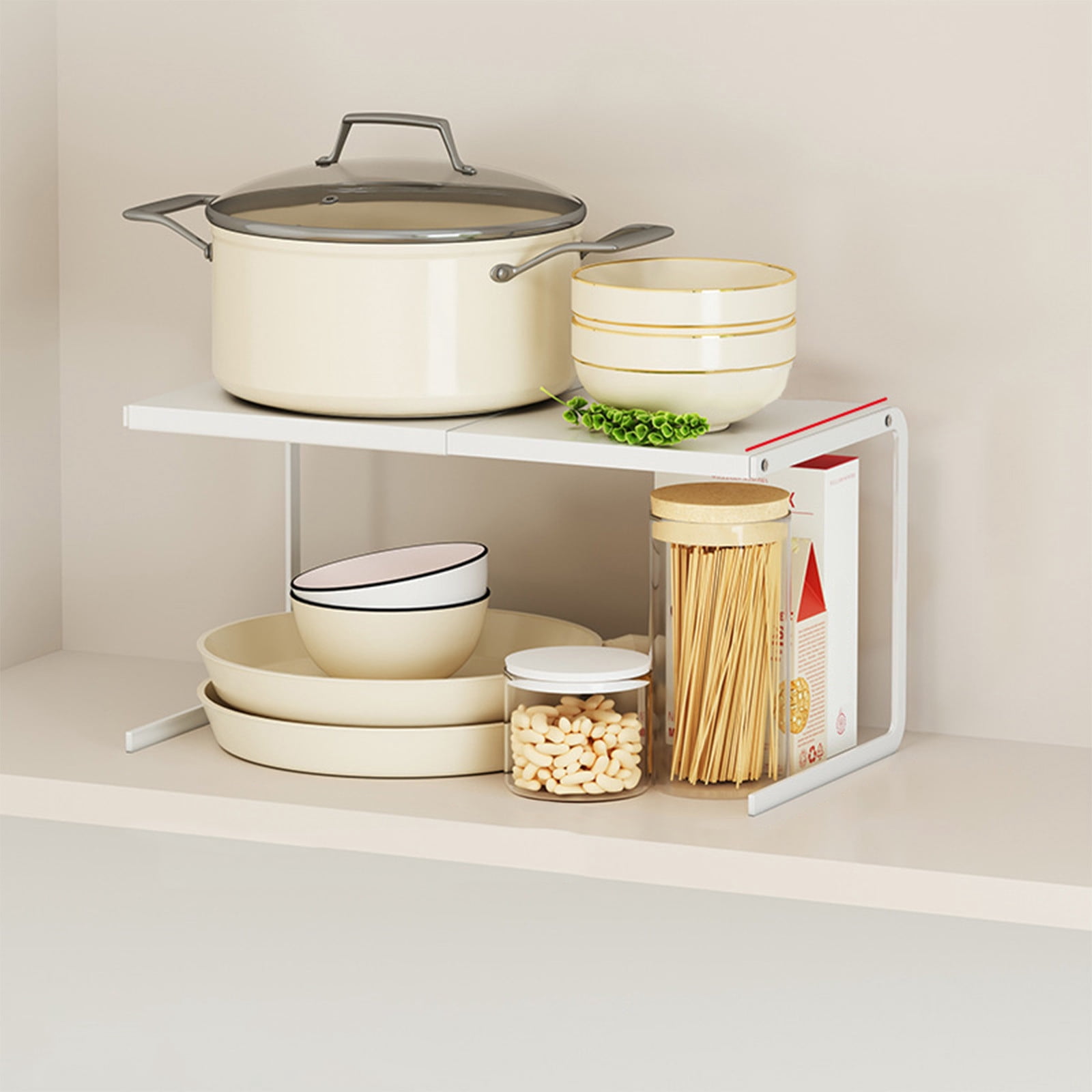 EGNMCR Kitchen Cabinet Divider Cabinet Storage Tiered Shelf Cabinet Shelves Put Pot Rack Spice Countertop Retractable Drawer storage rack