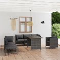 thumbnail image 1 of vidaXL 8 Piece Garden Lounge Set with Cushions Poly Rattan Grey, 1 of 5