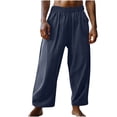 thumbnail image 1 of WRKEKC Casual Pants for Men Casual Pocket Drawstring Solid Color Elastic Waist Side Drawstring Cropped Pants for Daily Casual Outings Lounge Comfortable Wear, 1 of 6