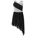 thumbnail image 3 of Jhaoyu Robe de Danse Lyrique Moderne Jazz pour Filles Enfants Justaucorps Irrégulier Performance Danse Noir 14, 3 of 7