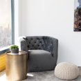 thumbnail image 2 of Allora Chaise Pivotante en Velours Gris avec Dossier Capitonné Style Mid-Century Modern, 2 of 4