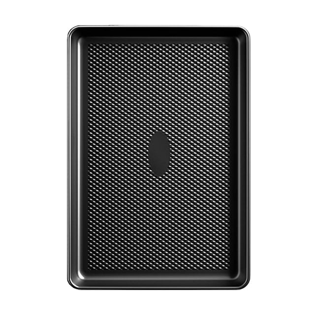 Hearth & Gear Non Stick Bakeware Heavy Duty Steel Cookie Sheet with a textured non-stick surface for even heating. Includes wire rack and deep baking dish, ideal for baking, roasting, and cooking. Oven-safe, easy to clean, and measures 45x30.7x4cm for versatile kitchen use.
