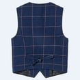 thumbnail image 4 of XASZHN Boy's 3 Button Plaid Formal Suit Vest Navy_001 7-8 Years, 4 of 7