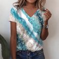 thumbnail image 2 of Birdeem Mode Femme Blouse T-Shirt à Col en V à Manches Courtes Été Imprimé Hauts Amples, 2 of 8