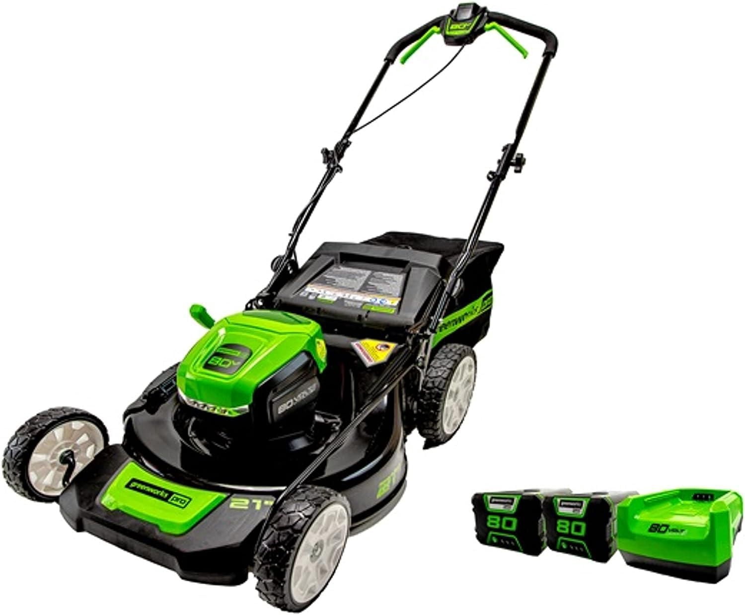 Greenworks 80V 21" Cordless Lawn Mower, 2x 2.0 Ah Batteries and Charger Included