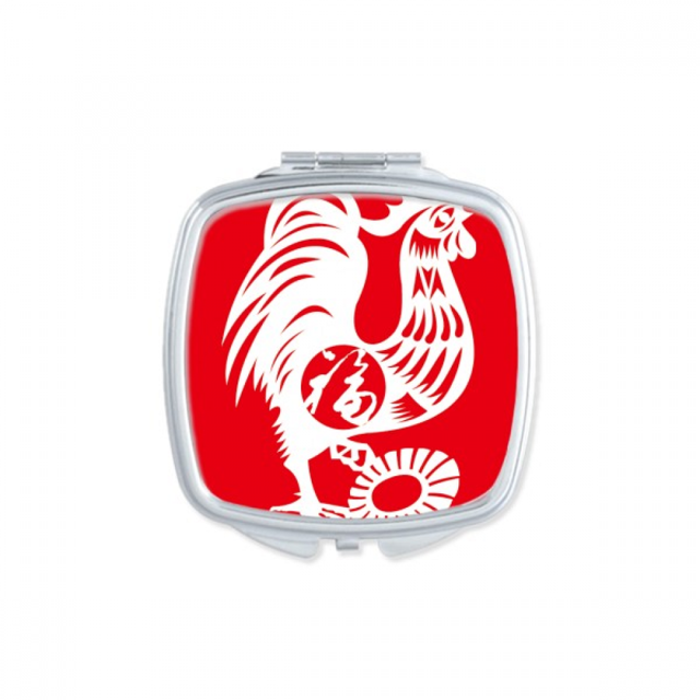 Year Of Rooster Animal China Zodiac Square Mirror Portable Compact Pocket Makeup Double Sided Glass