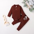 thumbnail image 1 of Kmbangi Baby Knitting Round Collar Romper Buttons Top Lace-up Jogger Trousers, 1 of 5