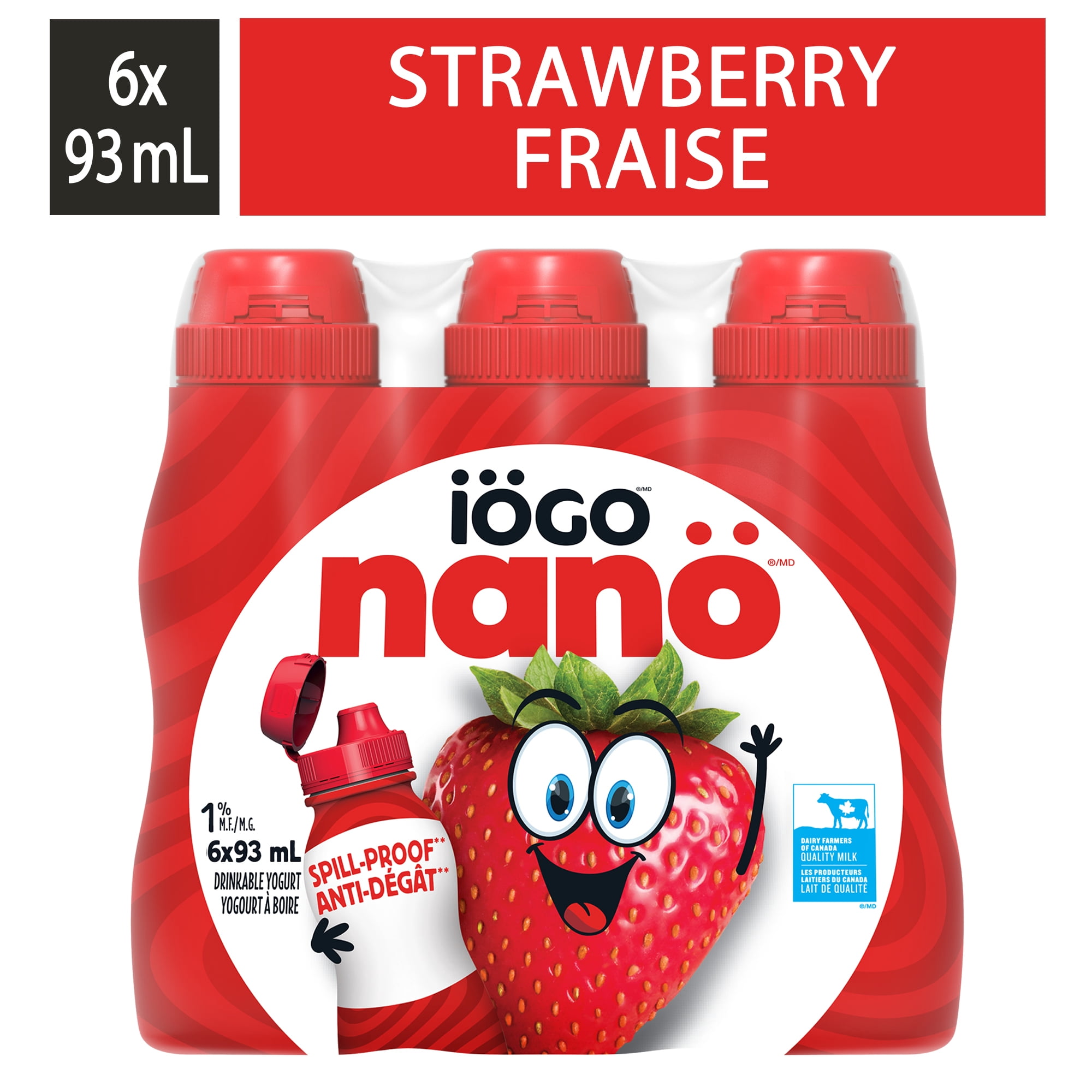 Iögo Nanö Lactose-Free 1% Drinkable Yogurt Strawberry-Banana