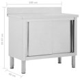 thumbnail image 4 of vidaXL Work Table with Sliding Doors 100x50x(95-97) cm Stainless Steel, 4 of 5