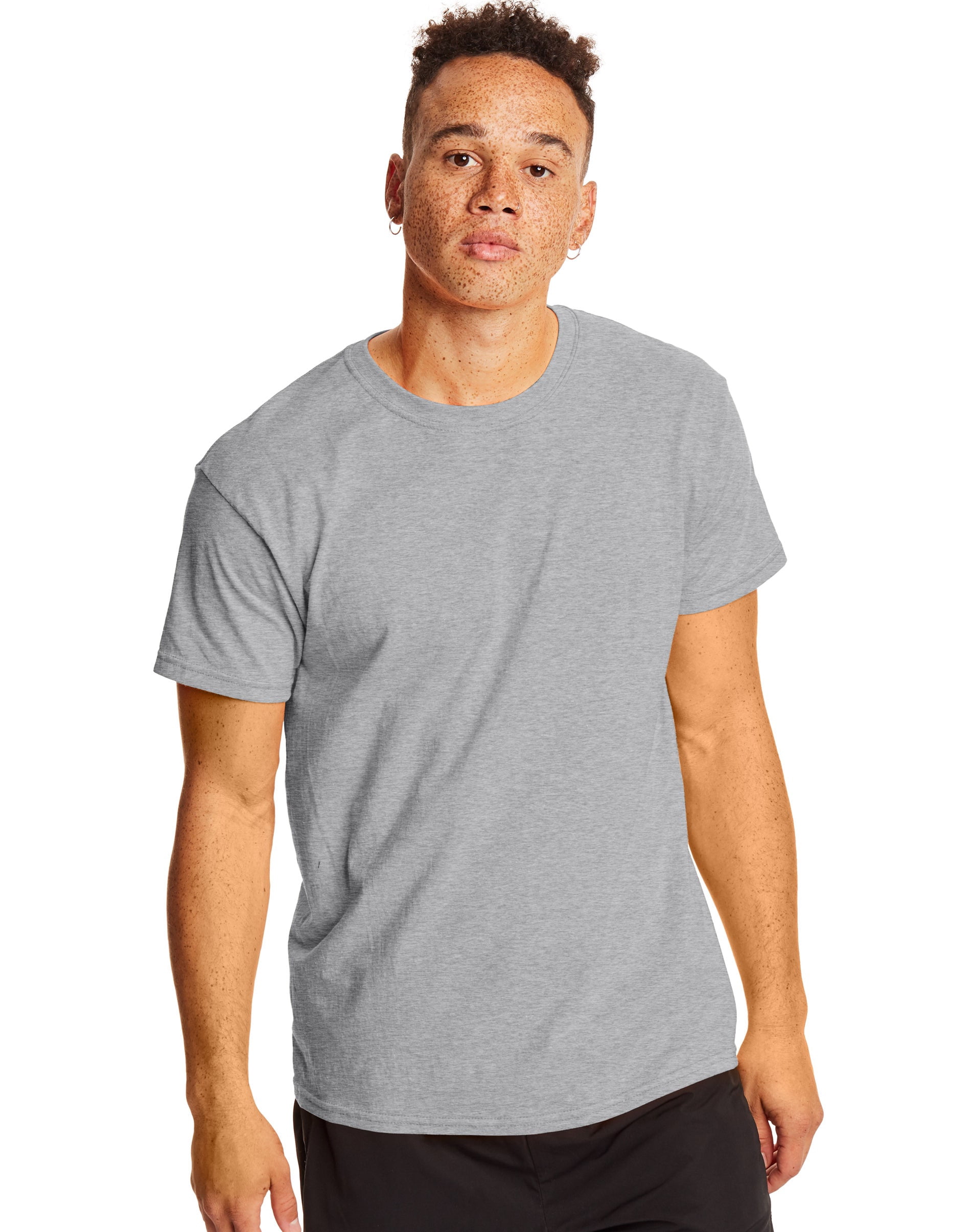 Hanes Mens X-Temp Crewneck Short-Sleeve T-Shirt 2-Pack, S, Light Steel