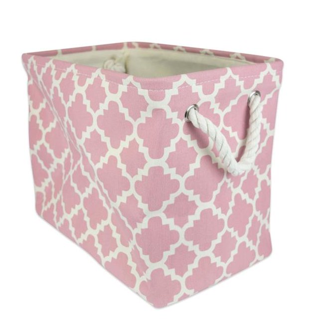 Design Imports CAMZ36081 Bac de Rangement Rectangulaire en Polyester à Treillis 14 x 8 x 9 Po, Rose - Petit