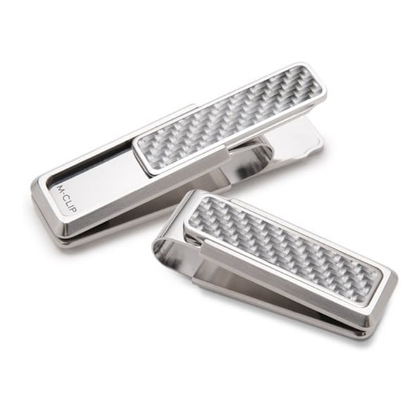 M-Clip Pince à Billets en Acier Inoxydable et Fibre de Carbone Blanche (Ss-Bss-Whcf)