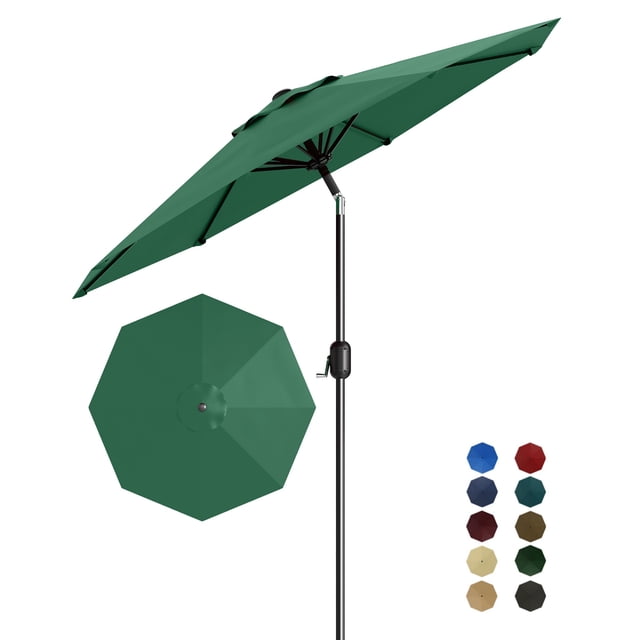 9FT Heavy-Duty Patio Umbrella with Push Button Tilt & Crank -UV Protection Waterproof Outdoor Umbrella, 8 Ribs Wind Resistant for Pool Deck, Garden, Backyard