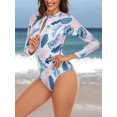 thumbnail image 3 of Charmo Women's One Piece Rashguard Swimsuit Floral Zip Front Surfing Shirt Sun Protection, 3 of 5