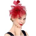 thumbnail image 2 of XZNGL Women Flower Mesh Ribbons Headband Cocktail Tea Party Hat Headwear Hair Clip, 2 of 3