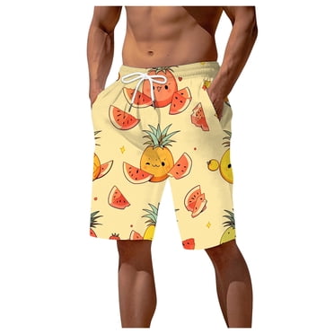 FhsagQ Shorts de Planche Imprimés pour Hommes Entrejambe de 5 Pouces Blanc Shorts d'Été Numériques 3D Ananas Imprimés Taille Élastiquée Pantalon de Plage Shorts de Planche pour Hommes Entrejambe de 7 Pouces avec Doublure Kaki m