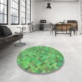 thumbnail image 4 of Ahgly Company Tapis d'Intérieur Lavables à la Machine, Carrés, Transitionnels, Verts, Tapis de Zone, 8 Pieds Carré, 4 of 7
