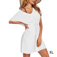 thumbnail image 3 of Robes à Col en V pour Femmes Mode Taille S-TTG Manches Courtes Robe de Plage au-Dessus du Genou Couleur Unie Robe d'Été Mode Urbaine Blanche TG, 3 of 7