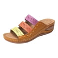 thumbnail image 2 of LSLJS Pantoufles Romaines Décontractées à Plateforme Colorblock pour Femmes Dames, Sandales Compensées Correctrices, Pantoufles pour Femmes, 2 of 9
