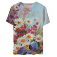 thumbnail image 4 of EQWLJWE Hauts d'Été pour Femmes Hauts pour Femmes en Liquidation Femmes Surdimensionné Été Décontracté Manches Courtes Col Rond Imprimé Manches Hauts Blouse Ample, 4 of 4