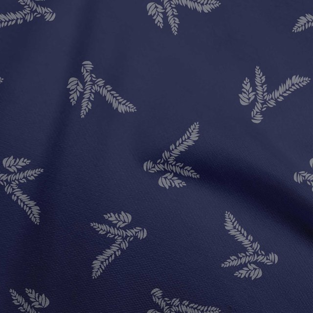 oneOone Velvet Dark Blue Fabric Leaves Craft Projects Decor Fabric Printed By The Yard 58 Inch Wide